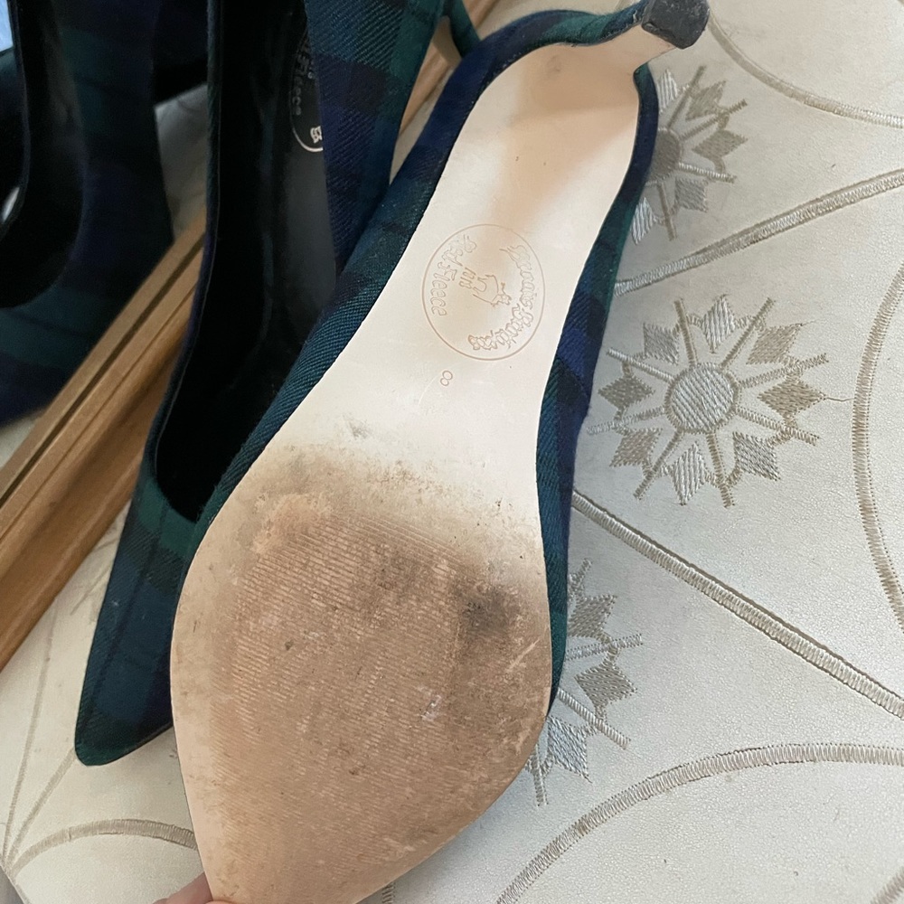 Brooks Brothers Green and Navy black watch Plaid Pointed-Toe Heels size 8 - Picture 3 of 3